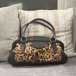 Dolce & Gabbana Black and Leopard Print Shoulder Bag